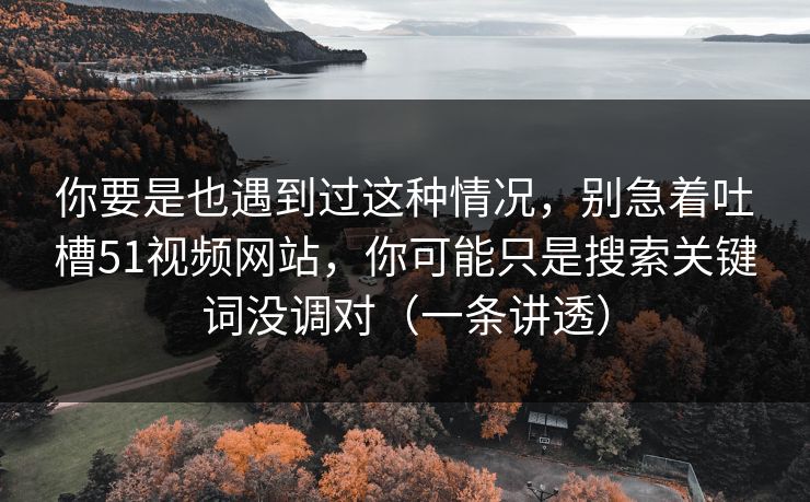 你要是也遇到过这种情况，别急着吐槽51视频网站，你可能只是搜索关键词没调对（一条讲透）